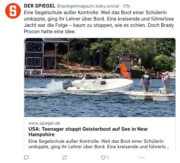 Screenshot eines Spiegel-Posts über ein "Geisterboot"