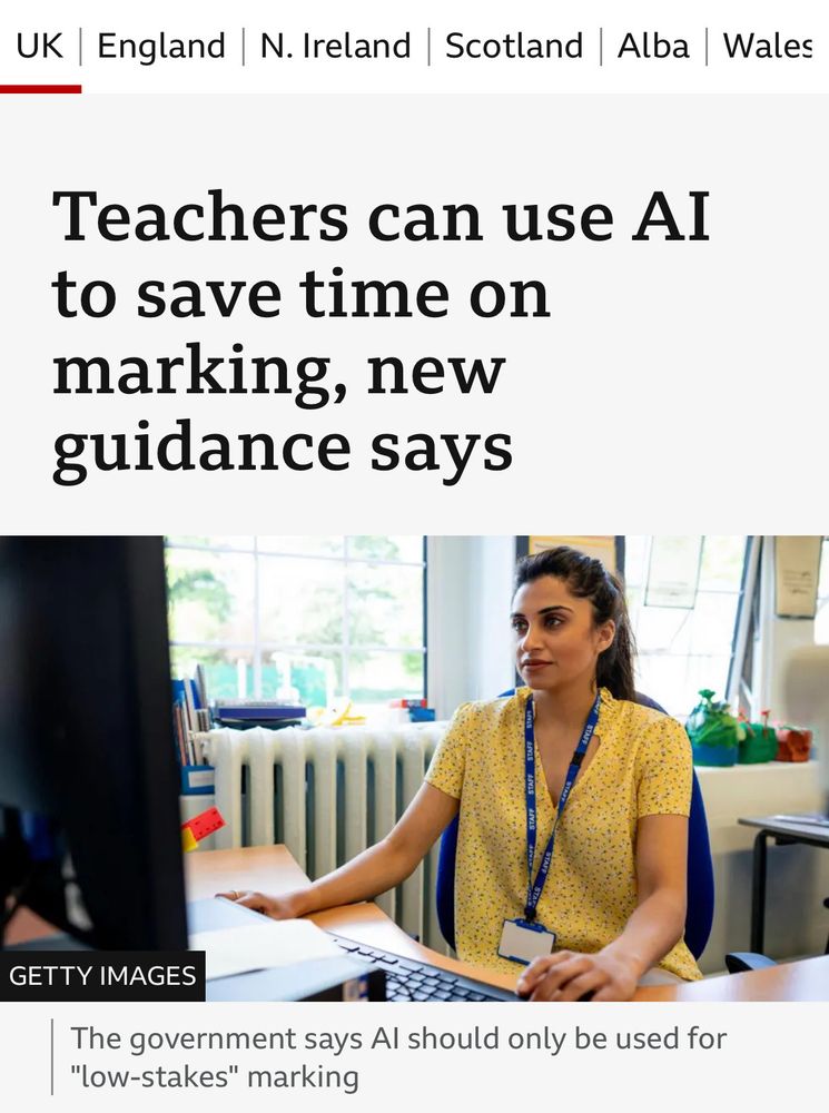 Headline: Teachers can use AI to save time on marking, new guidance says.