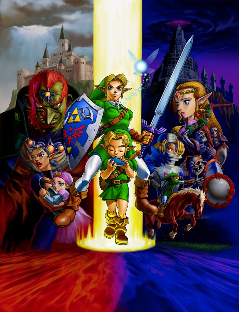 Official art from Ocarina of Time featuring all of the main characters.