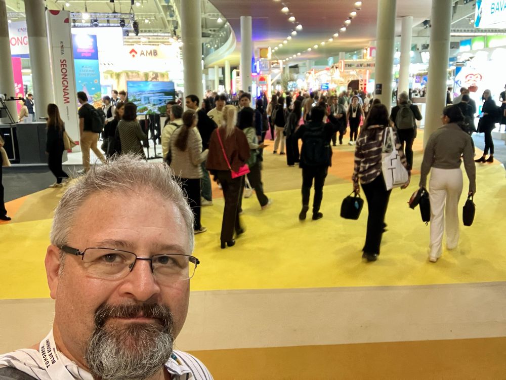 Selfie of me at the entrance to conference hall 2.