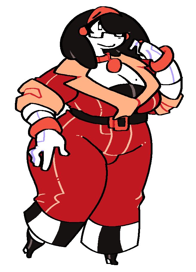 An illustration of Nurb in a red fancy jumpsuit.