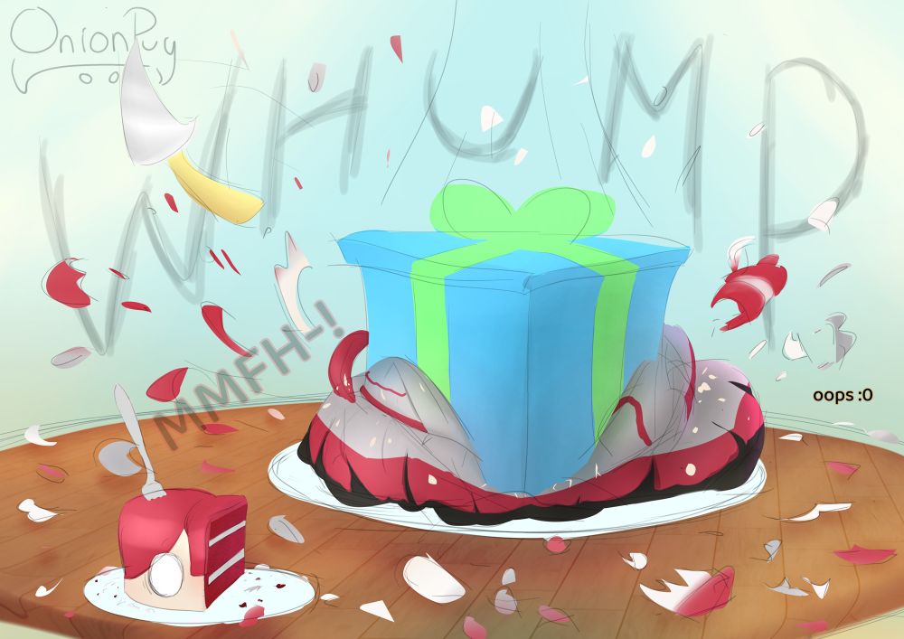 A large giftbox falls from above, smashing into Teto