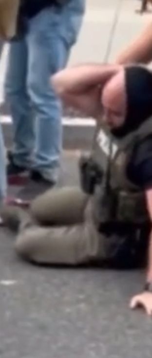 ICE thug who fell down and lost his mask temporarily while assaulting a delivery man.