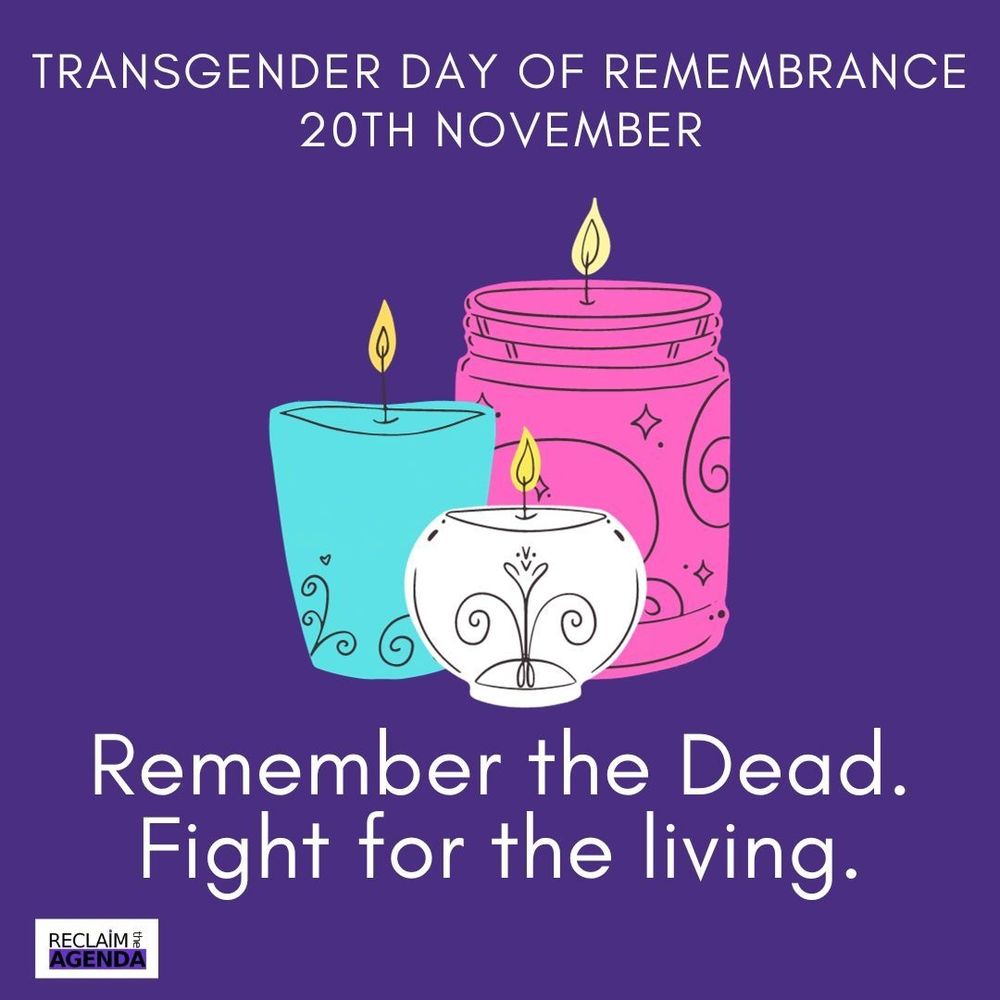 Illustration of candles in white pink and blue. Text remember the dead fight for the living.  
