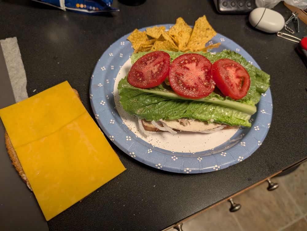 Lettuce and tomatoes on Turkey sammich