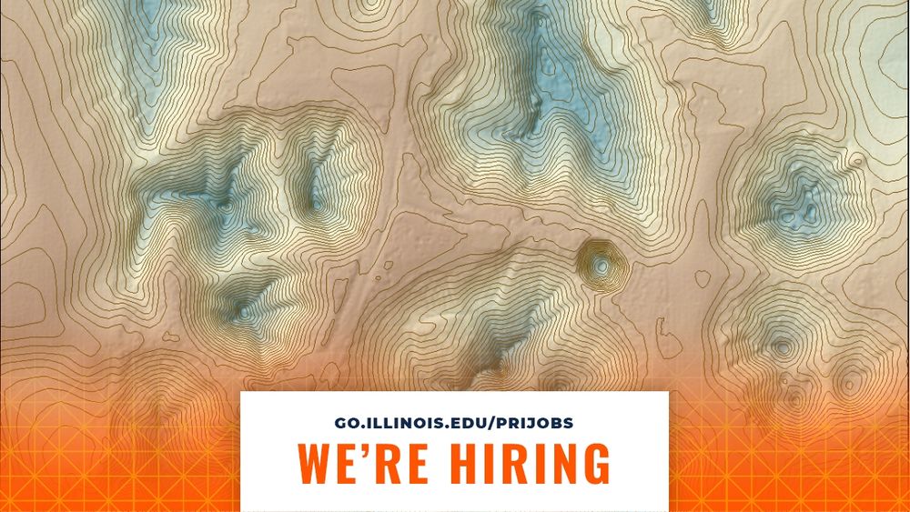 A topographic map with contours depicting sinkholes. Text overlay says, "We're hiring."