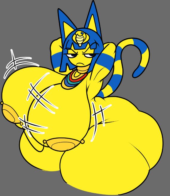 ankha angrily shaking her boobies and looking to the side