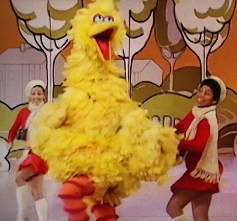 The muppet Big Bird dancing on Ed Sullivan Show