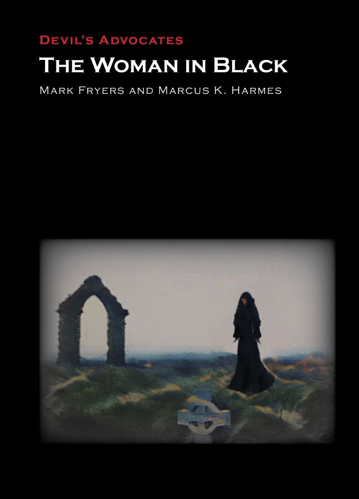 The cover of the new book about the TV film "The Woman in Black" which has a painting of a famous scene of the film, in which a woman in black mourning wear stands alone in a graveyard, ominously.