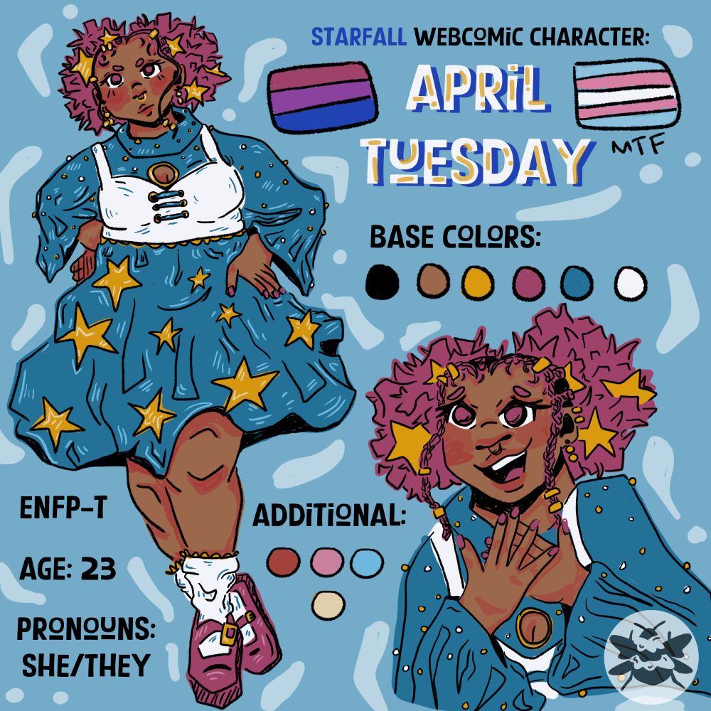 This is my OC (original character) April Tuesday from the webcomic I am developing called StarFall!