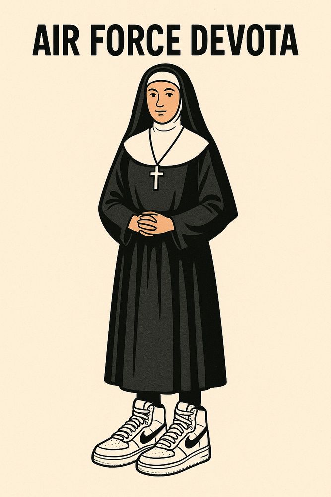 Una monja con unas zapatillas deportivas de bota. Devota con zapatillas de bota, 🥾, ja, ja, ja