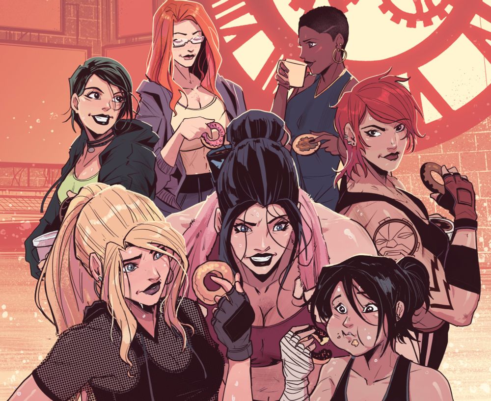 The Birds of Prey (DC Comics) having post-workout donuts