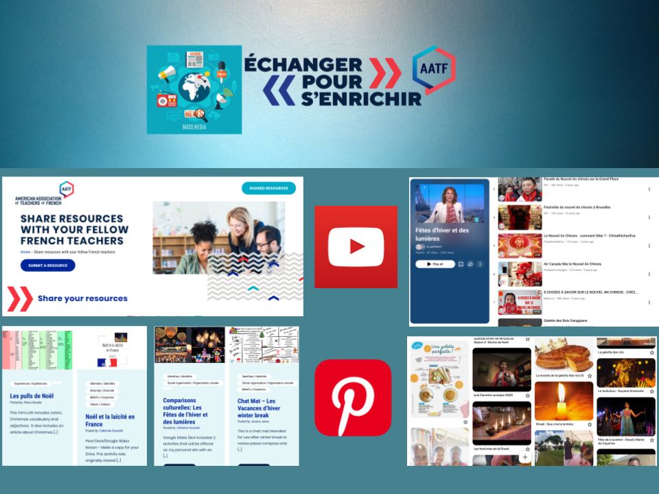 Pictures of AATF resources on YouTube, Pinterest, and the Shared Resource Depot