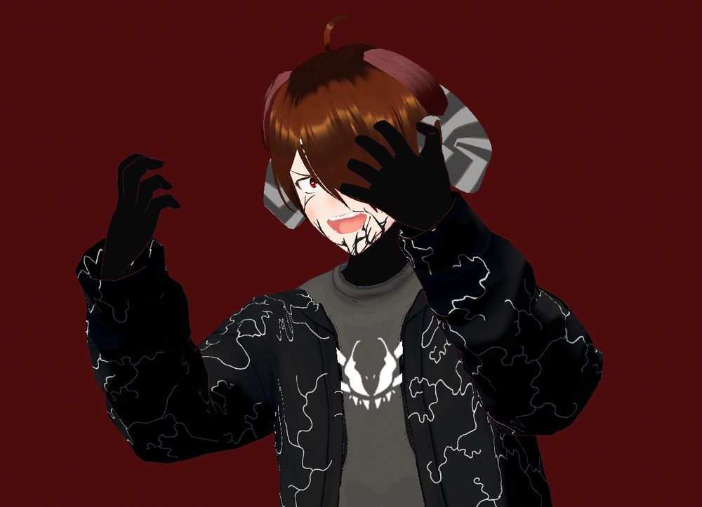 UnchainedAwesome's Vtuber model dressed as the Marvel Character Venom