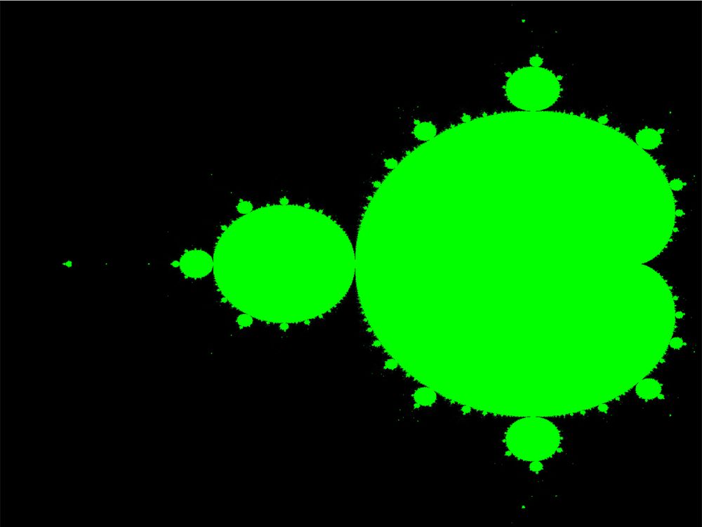 The Mandelbrot set, rendered using a shader.