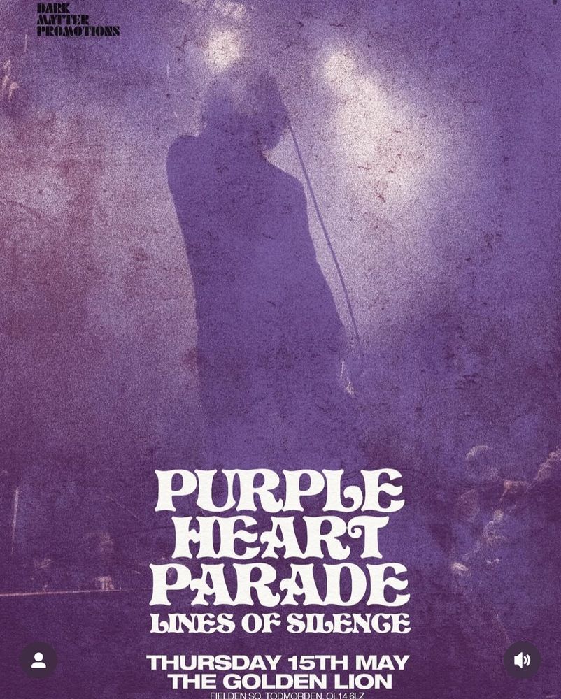 Poster for Purple Heart Parade and Lines of Silence at the Golden Lion in Todmorden, 15 May 2025.
