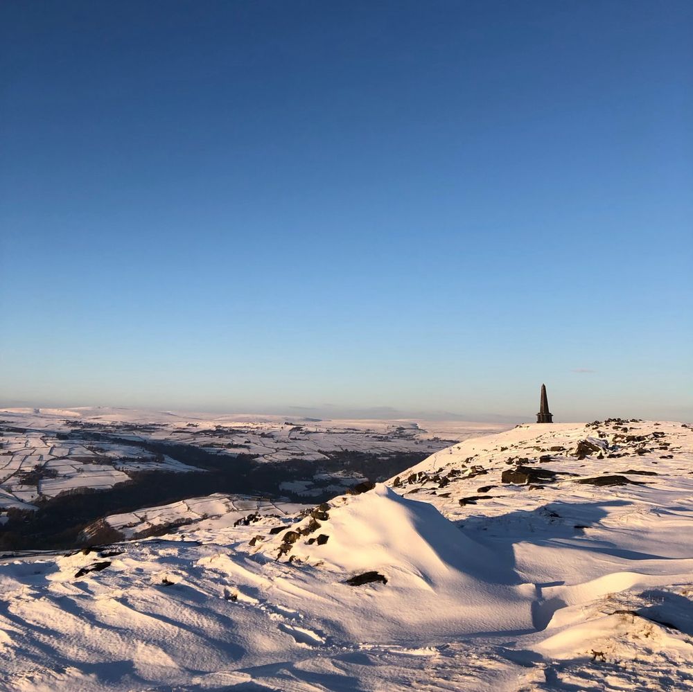 Stoodley Pike in a huge amount of snow
