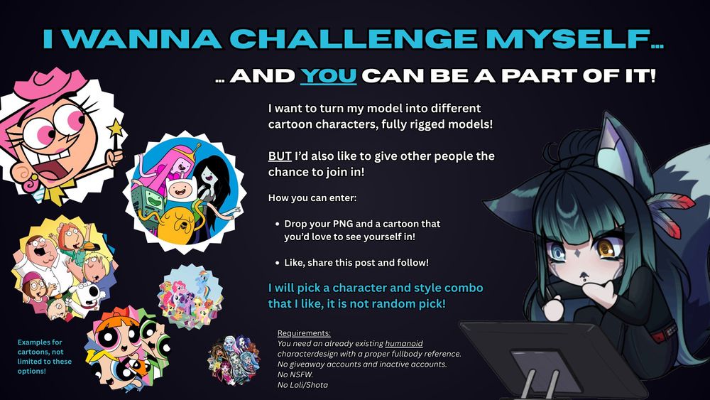 Giveaway info for VTuber models in different cartoon styles