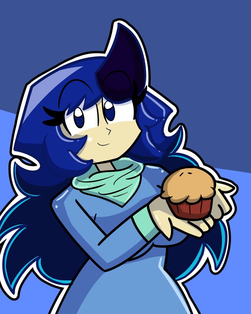 Allison holding a small muffin on her hands.