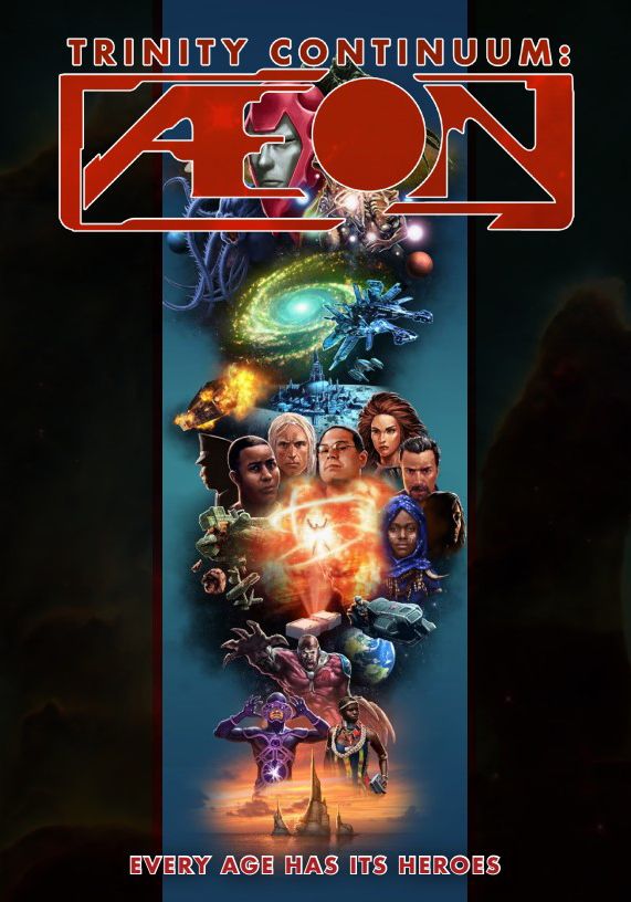 The cover of Trinity Continuum: Æon, a role-playing game from Onyx Path Publishing. The latest edition of the original Æon RPG published by White Wolf in 1997.
