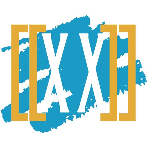 A symbol trapping a double X inside double brackets on a sketchy teal background, symbolizing the Roman number 20 inside Wiki markup.