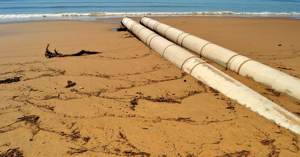 stormwater drains on beach