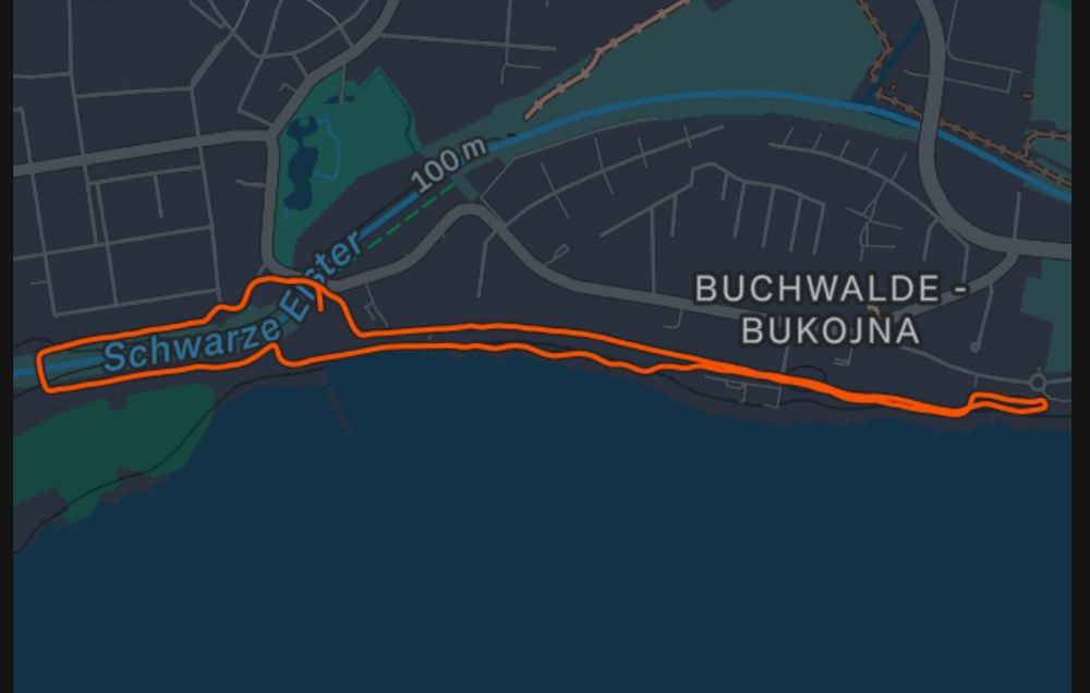 Karte mit eingezeichneter Laufstrecke 