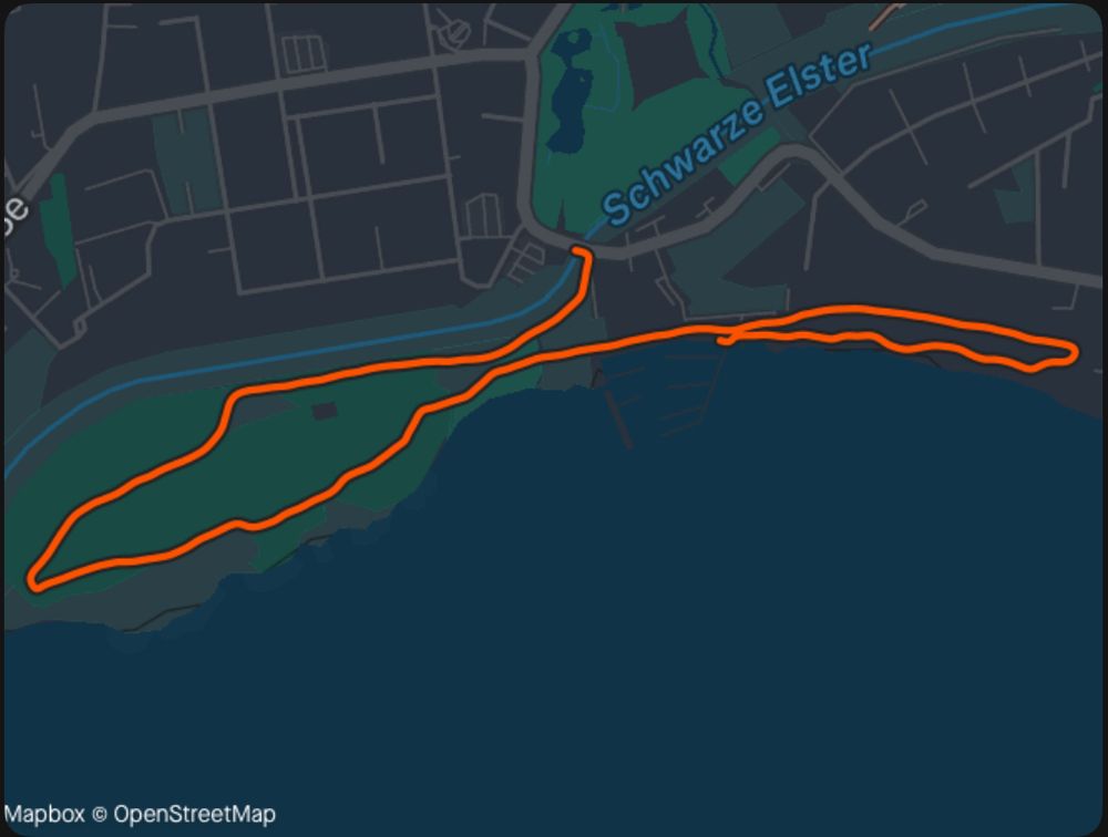 Karte mit orange eingezeichneter Laufstrecke 