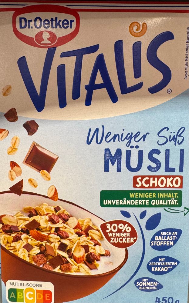Verpackung Dr. Oetker Vitalis Müsli