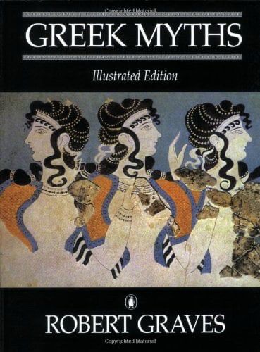 An illustration of three ladies wearing pearls in their hair. It’s the cover of the illustrated book of Robert Graves’ Greek Myths.