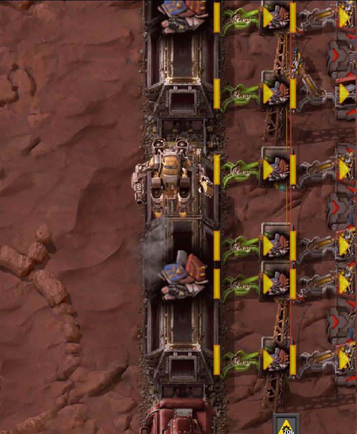 The player wearing Mech Armor, demonstrating its superlative safety by hovering imperviously over a train.