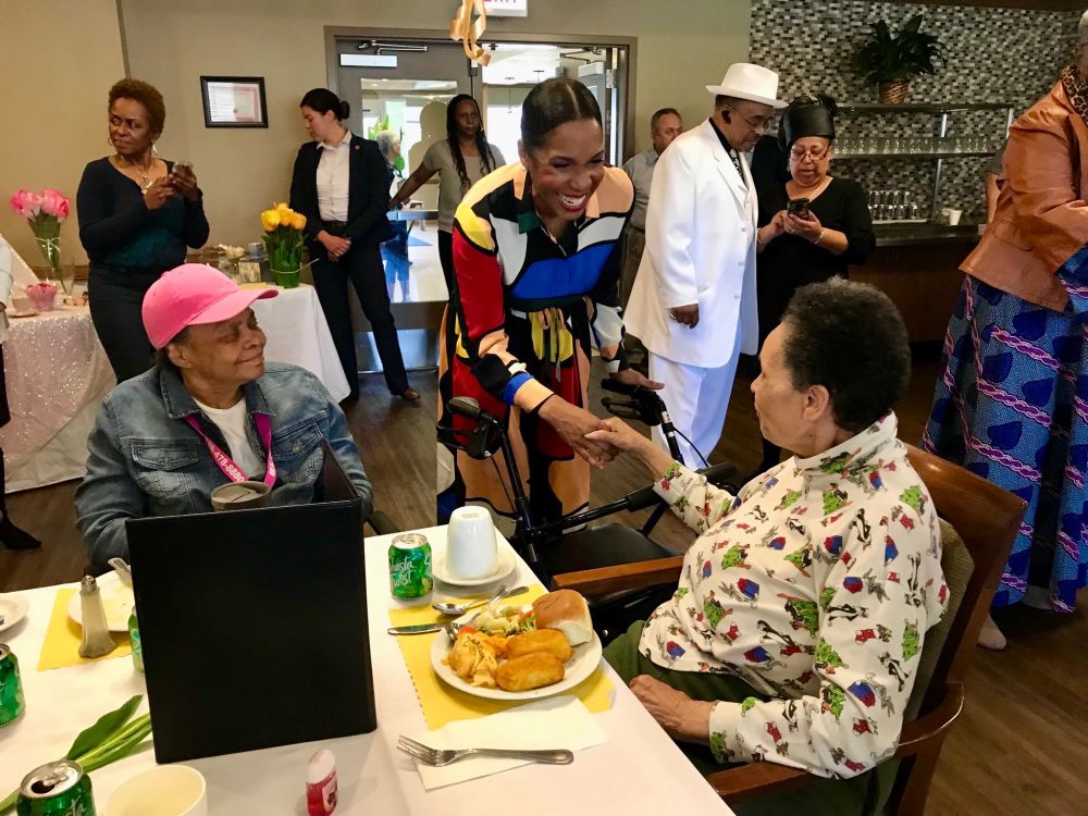 Lt. Governor Stratton meets with seniors at a care facility.
