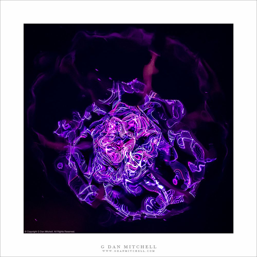 colored lights reflected in water