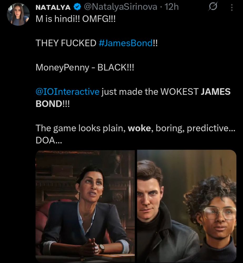 A screenshot of a tweet complaining about the new James Bond video game 
