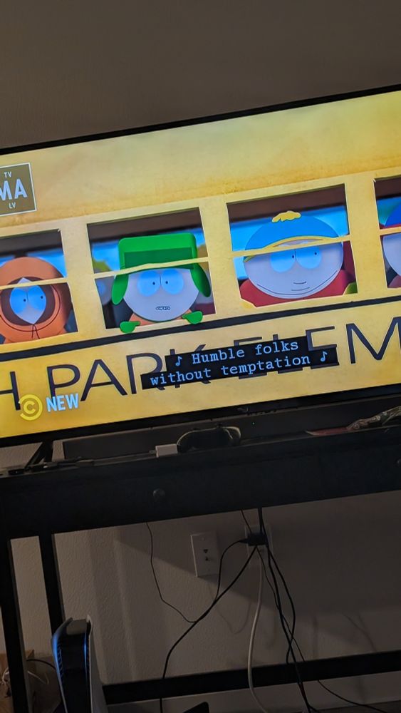 A picture of OtterlyNoah viewing the latest episode of the animated cartoon series South Park, which is currently airing its latest episode on Comedy Central. OtterlyNoah subscribes to the digital TV provider Philo, allowing him to view the new episode as quickly as possible to review on YouTube 
