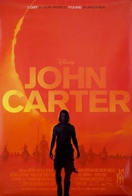 Movie poster for John Carter. Mostly red, with a silhouette of the titular character. 