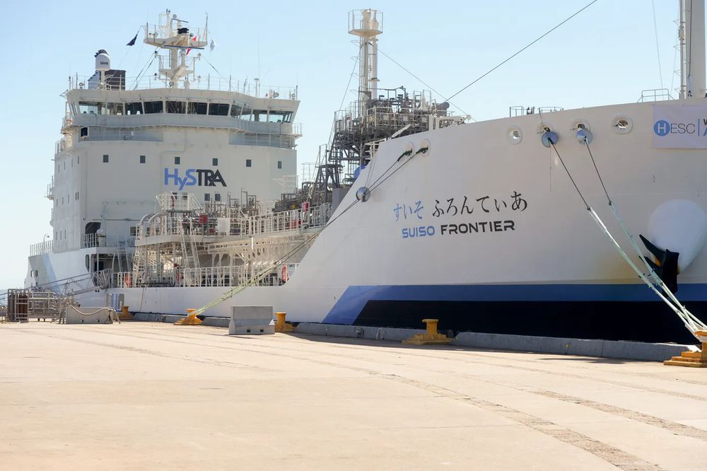 Suiso Frontier, a tanker carrying the first-ever liquid hydrogen shipment, suffered a gas flame incident in January 2022.Photographer: Carla Gottgens/Bloomberg
