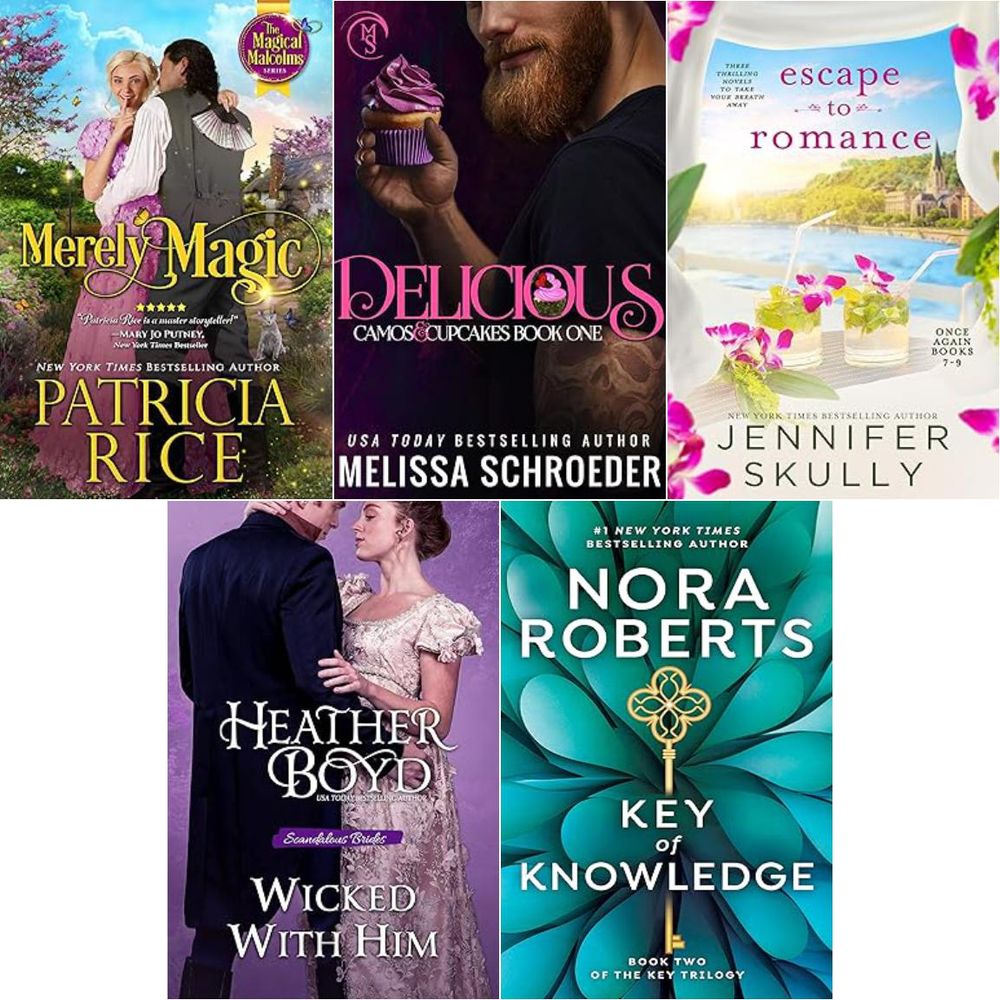 This is the daily book deals graphic, with all 5 of today's covers.