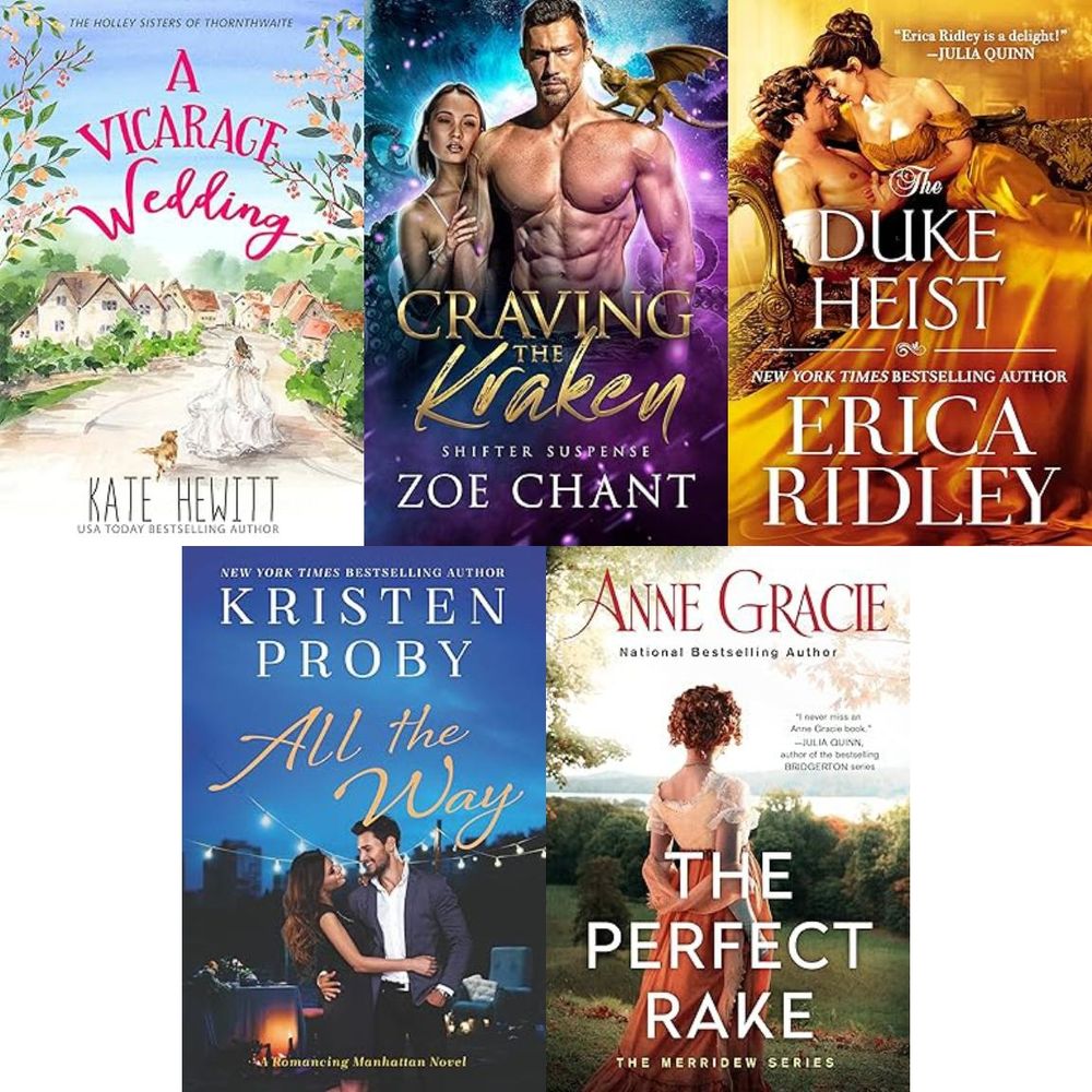 This is the daily book deals graphic, with all 5 of today's covers.