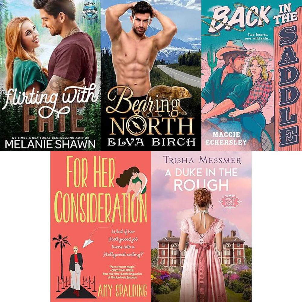 This is the daily book deals graphic, with all 5 of today's covers.