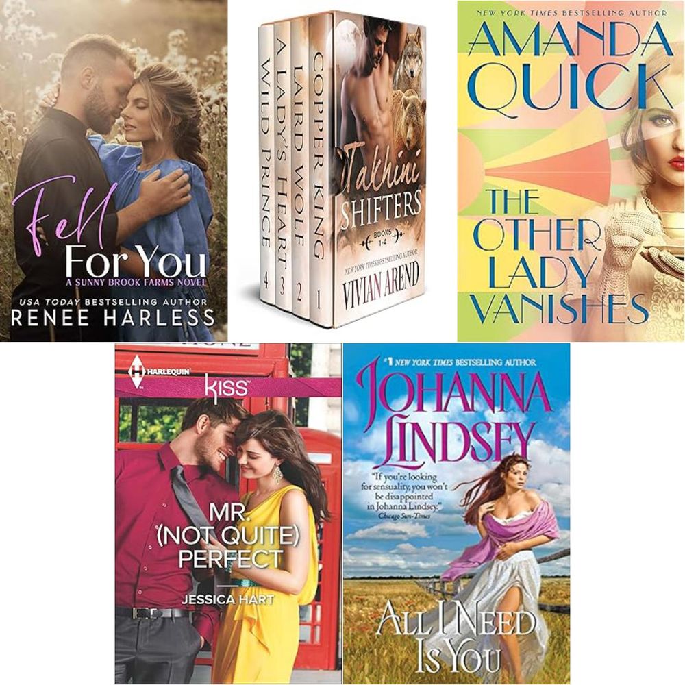 This is the daily book deals graphic, with all 5 of today's covers.