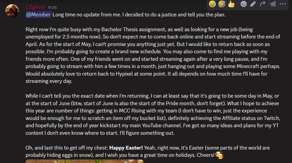 Discord announcement