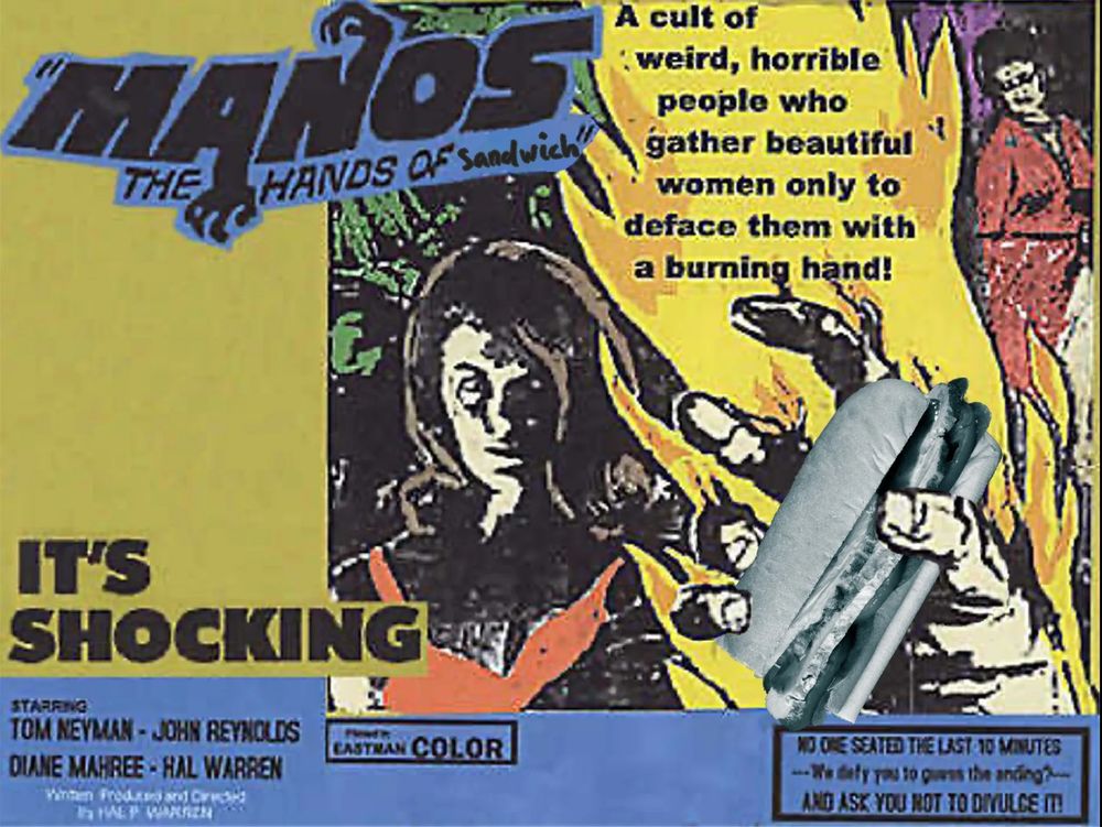 a movie poster with a sandwich edited in