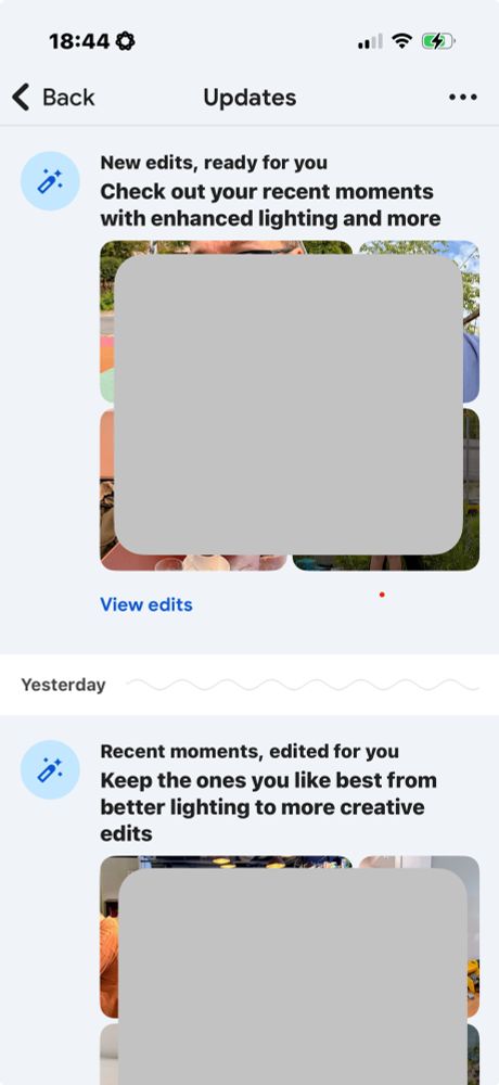 Screenshot of Google Photos for iOS and the suggested edits feature.