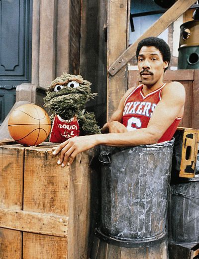 Julius Erving and Oscar the Grouch, 1982