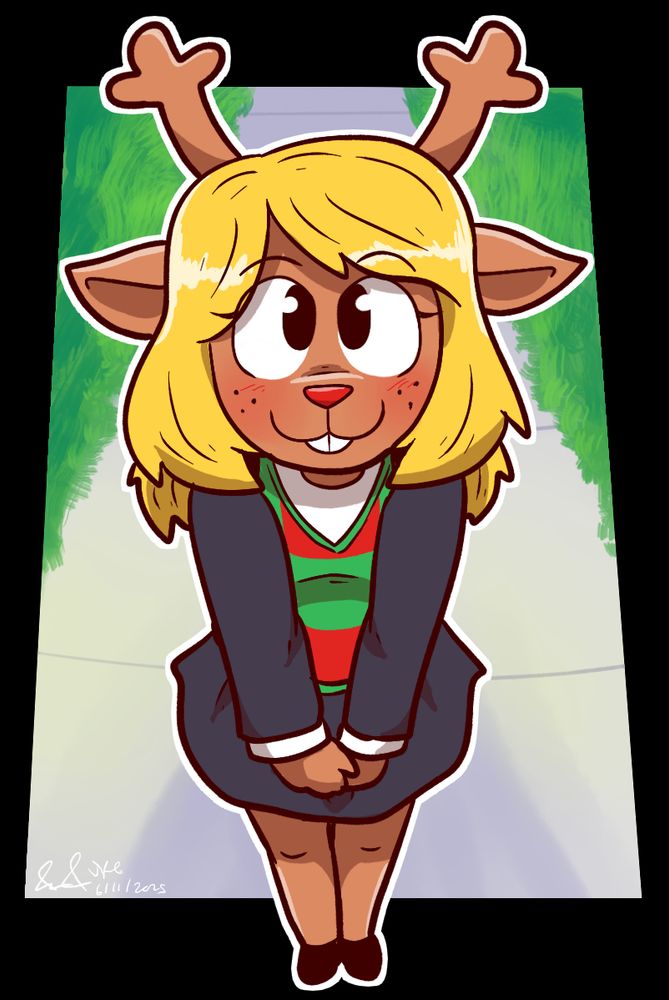 Noelle from the game Deltarune, looking up at you with a cute expression.