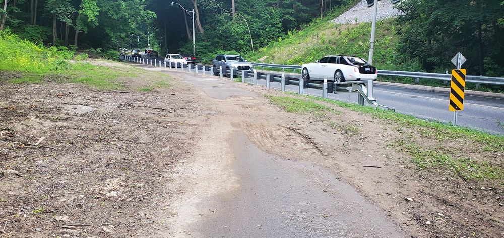 Mud on a multi-use trail post construction. Looking northwest. 