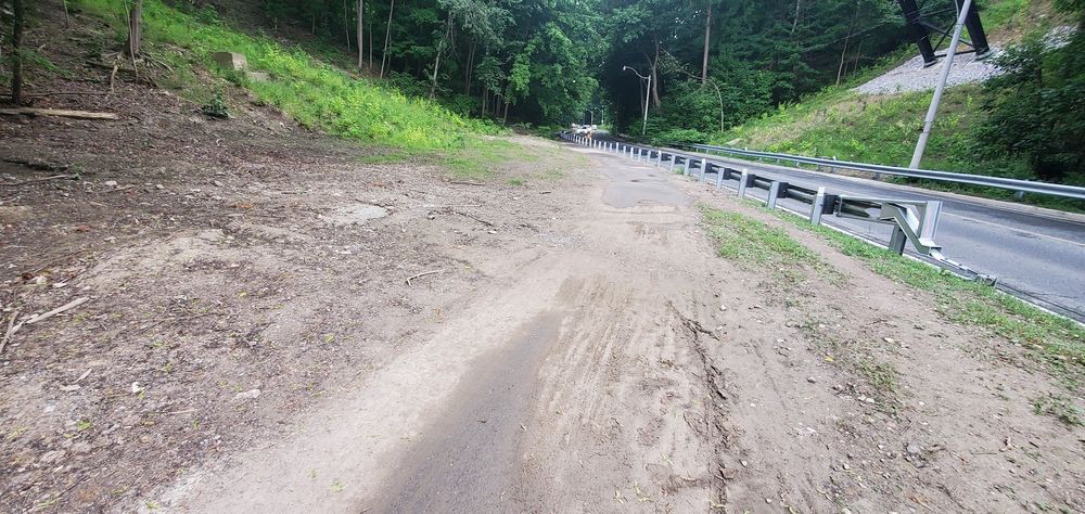 Mud on a multi-use trail post construction. Looking northwest. 