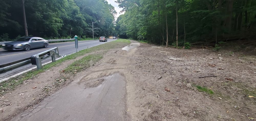 Mud on a multi-use trail post construction. Looking southeast. 