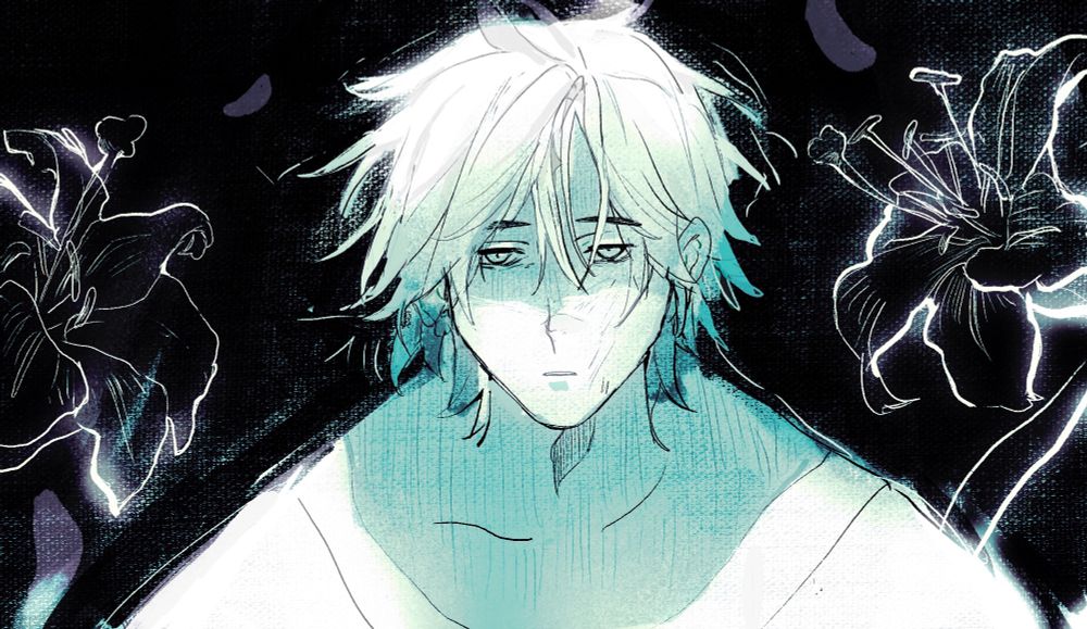 Messy ppure vanilla looking miserable lilies at his side